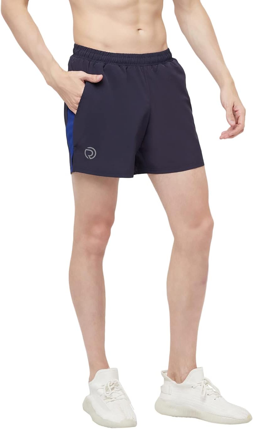 Men's 5 inch Dry Fit Sports Running Reflective Shorts with 2 Side Pockets and Zipper Back Pocket | Jogging & Gym Shorts for Men Workout | Activewear for Running, Sports, Training & Fitness