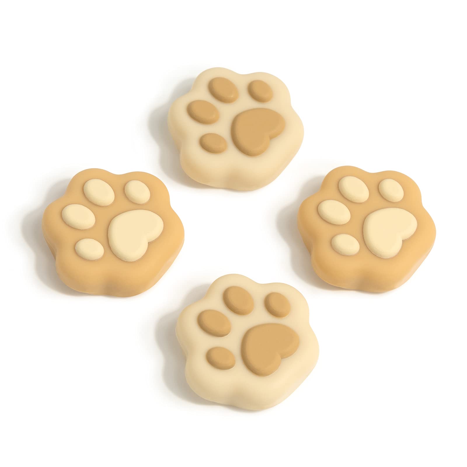 GeekShare Cat Paw Shape Thumb Grip Caps,Soft Silicone Joystick Cover Compatible with Switch/OLED/Switch Lite (Brown &amp; Yellow)