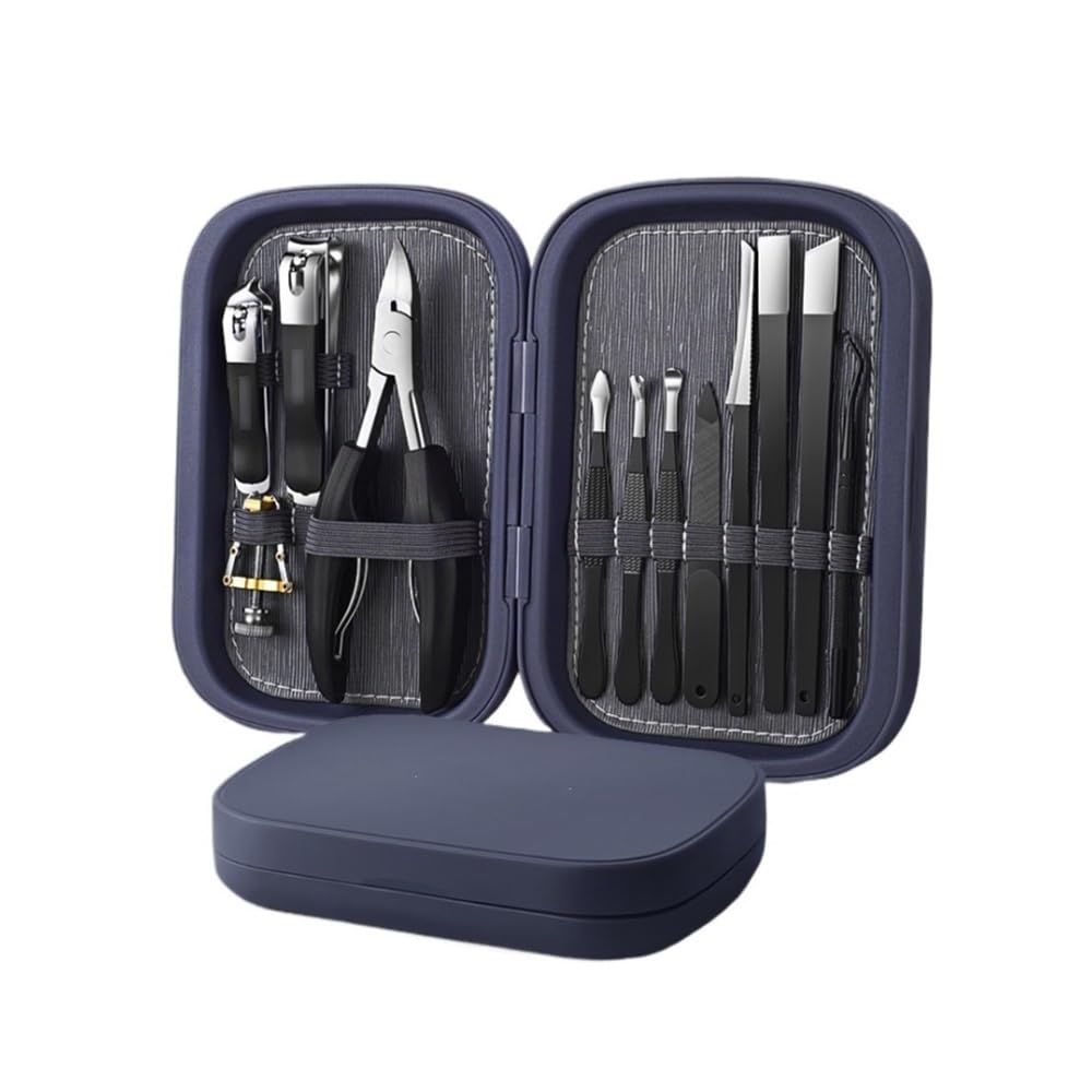 Kit de cortaúñas y cortaúñas Kit de manicura y pedicura de 12 piezas, herramientas de acero inoxidable for uñas con cortaúñas y alicates para pies, cortaúñas para pies, cortaúñas para dedos(Black)