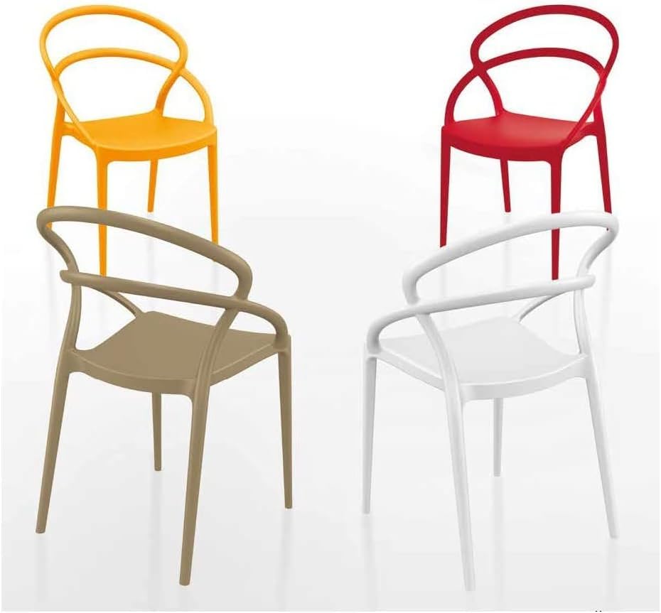 VE.CA. S.r.l. - Chaises Pia - Chaises de Séjour - Ensemble de 4 Chaises - Dossier à Lattes Horizontales - en Polycarbonate - Raffinées et Élégantes - Couleur :...