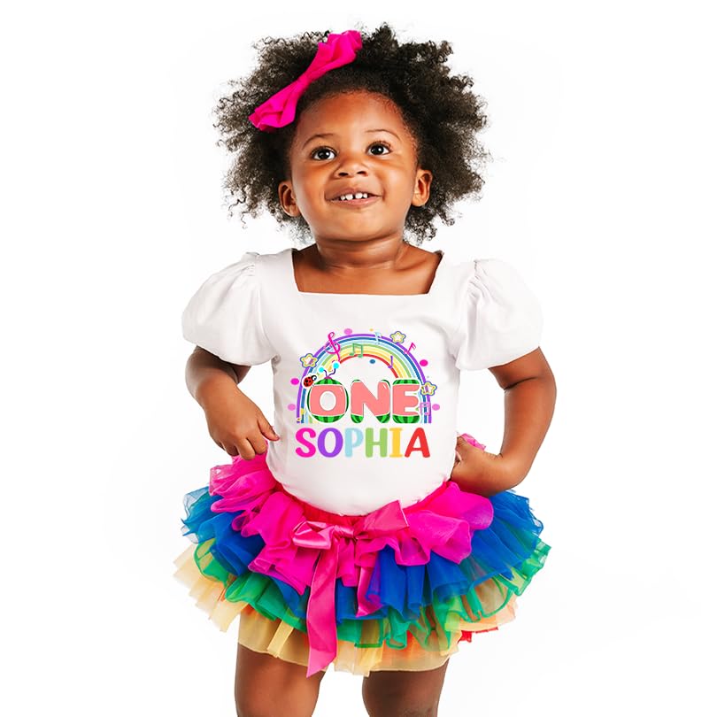 Baby Girls watermelon Birthday Outfit 2nd Birthday Outfit Girl Rainbow Tutu Ruffle Skirt Personalized Birthday Dress for Toddler Birthday dress Newborn to 1st 2nd 3rd 4th Birthday (Style 1)