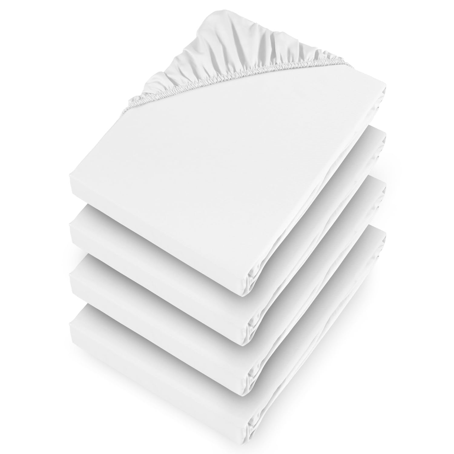 Aspire Homeware Fitted Bed Sheets Double 4 Pack 25 Cm Deep Pocket White Bed Sheet - Soft & Breathable Fitted Bedsheets Brushed Microfiber Shrinkage and Fade Resistant Bottom Sheet — image 1