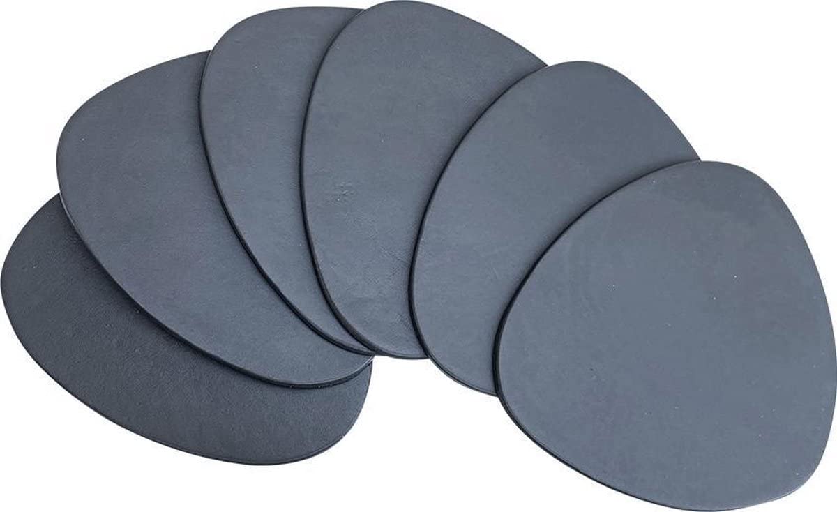 Brute Strength - Full grain leather coasters - Grey - Semi-round - 14 pcs - Ovale coaster for glass - Coasters for drinks - includes holder