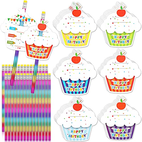 Breling 30 sets lápices HB con tarjetas cupcakes miniatura 1