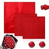 Aibyncoo 300pcs Chocolate Candy Wrappers Red Foil Square Aluminum Foil Candy Wrapping Foil for...