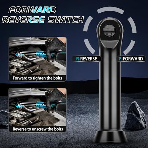 panthem 3/8 inch accu-ratelsleutel, draadloze ratelsleutel, 15 cm accu, ratelschroevendraaier, elektrische ratelschroevendraaier, 1/4 inch adapter, 7 dopsleutels - Afbeelding 6