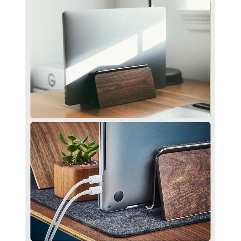 Supporto Verticale for Laptop da scrivania, Supporto Portatile in Legno di Noce for Laptop