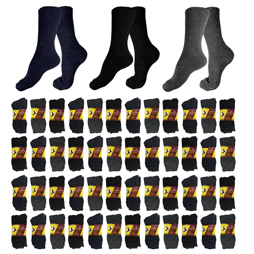 48 Pairs Bulk Thermal Winter Socks for Men, Warm Heavy Duty Cold Resistant Thick Boot Sock