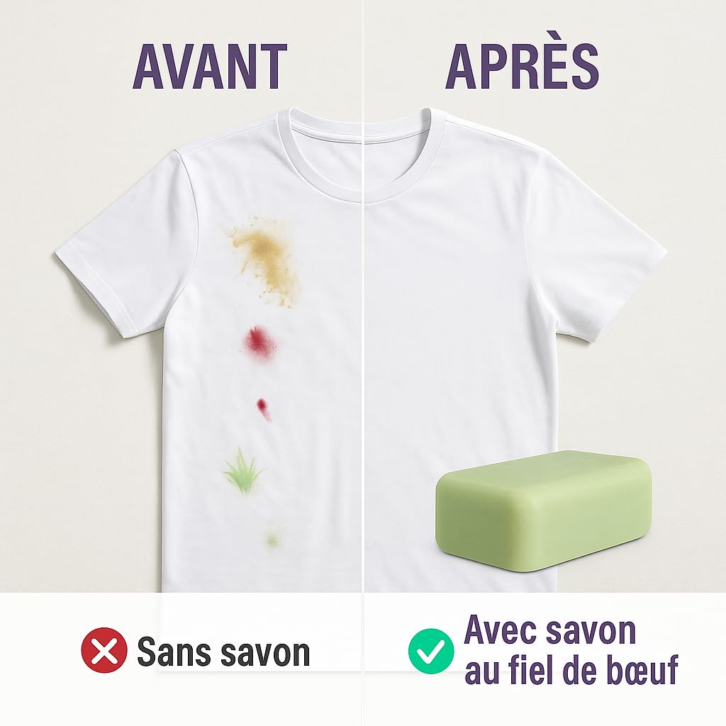 Laco - Savon Fiel de Boeuf Detachant Textile Puissant Professionnel, 100g, Savon Anti Tache Naturel, Enlève Toutes les Taches Tenaces Vin, Graisse, Herbe, chocolat, Sang, nourriture
