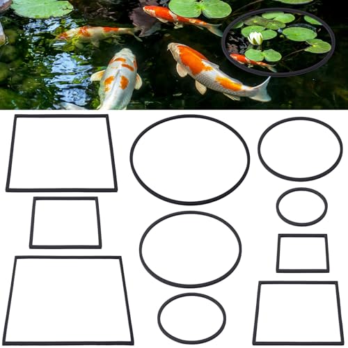 Image of 10pcs Fish Feeding Ring, Oval Square Aquarium Floating Plant Barriers, Mix Sizes EVA Fish Feeder Corral Aquarium Fish Tank Accessories for Betta Goldfish Turtle- Black