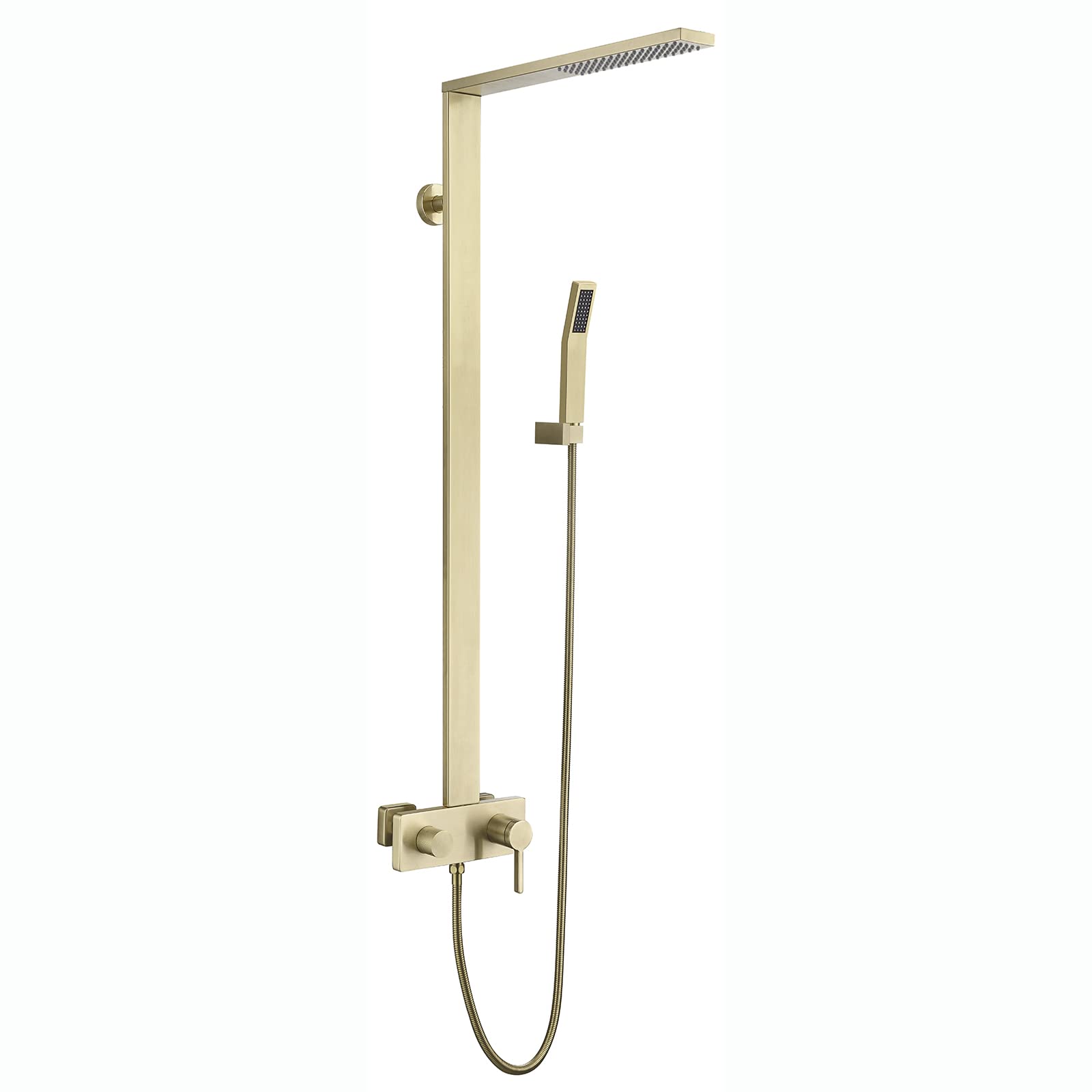 Sistema de Ducha de Lluvia Cepillado con Cabezal de Pared, Grifo de Mano Monomando y caño de bañera para una Experiencia de baño de Lujo.