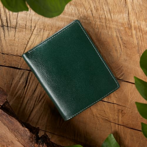 Downholme Men's Bifold Slim Silhouette Leather Wallet (British Racing Green)4