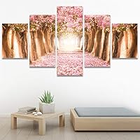 SIGNWIN 5 Panel Canvas Wall Art Modern Art Multicolor Nature Photography Relax/Calm Romantics Waterfall for Home Decorations Ready to Hang - 60