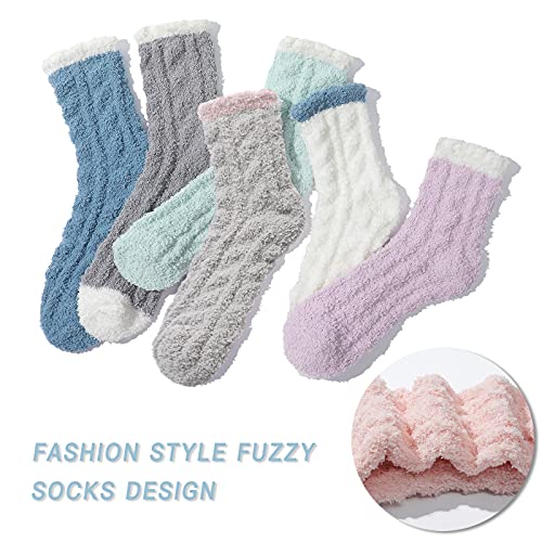 Image of Pleneal Fuzzy Socks - 7 Fluffy Cozy Slipper Socks, Womens Socks