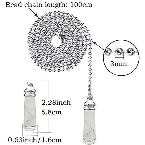 NewZC 2 Pcs Bathroom Light Pull Cord Weight Handle with 100 cm Pull Chain Extension Connector - Image 2