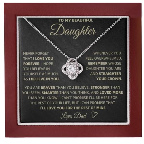 To My Daughter Necklace, Paired With A Sentimental Quote - Makes A Great Gift From Dad or Mom