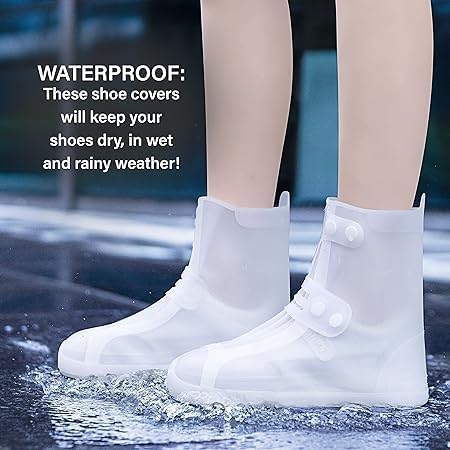 Image of New Double-Breasted Design Shoe Covers Reusable, Durable Rain Shoe Covers Easy-On and Easy-Off,Anti Slip Reusable & Foldable Shoe Covers - TPE Sole Waterproof Rain Boot Cover