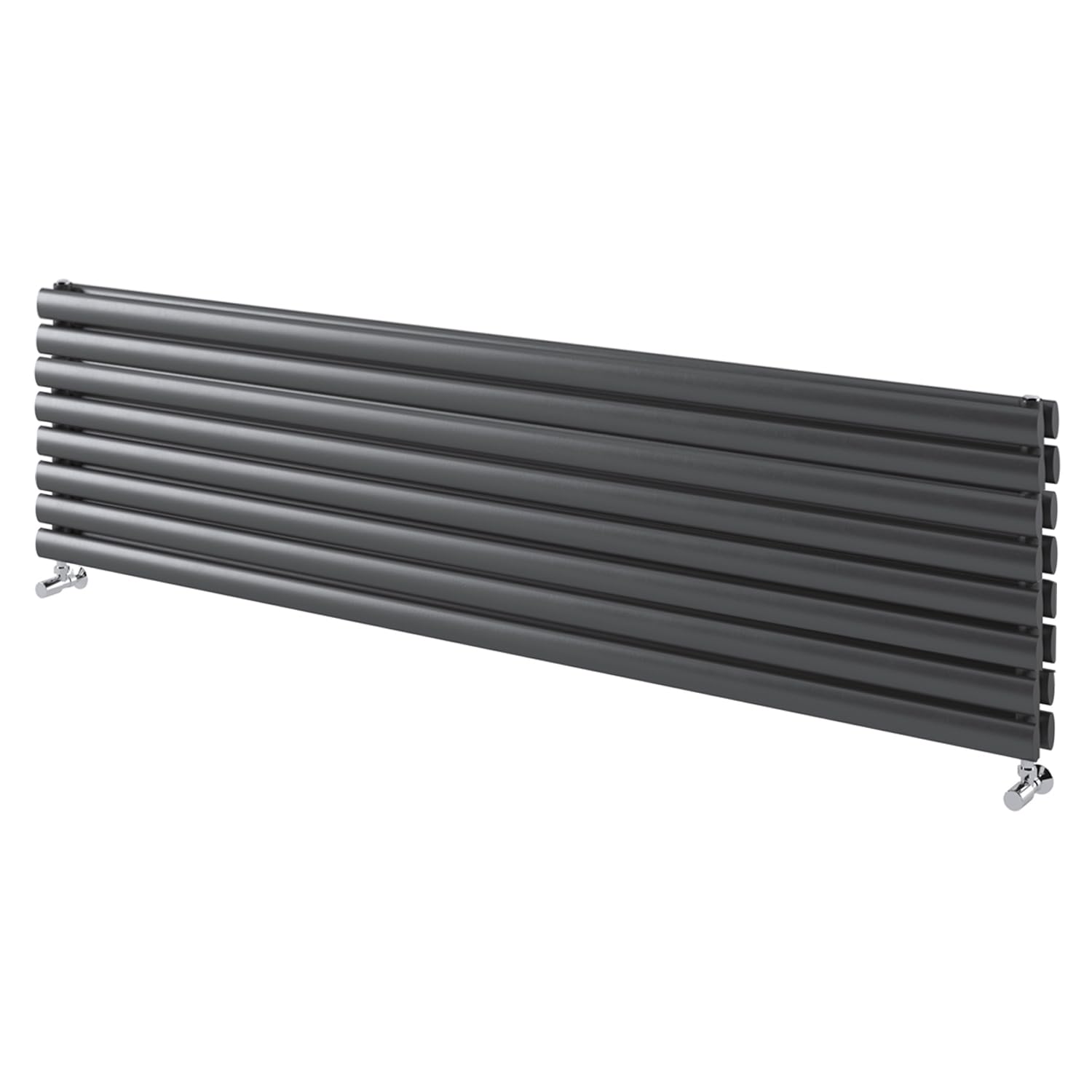 Go Bathrooms Horizontal Radiator 472 x 1200 Grey Oval Double Column Panel Central Heating Radiator Bathroom Radiator Grey Horizontal Kitchen Radiator