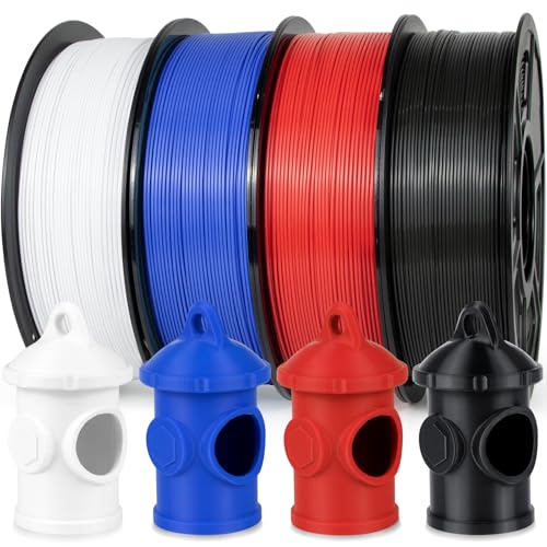 Image of iSANMATE 3D Printer Filament ASA Bundle 4KG (8.8lbs), UV & Weather Resistant ASA Filament 1.75mm Perfect for Outdoor Functional Parts, Black+White+Red+Blue