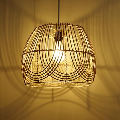 Decazone Rattan Pendant Lights, Hand-Woven Boho Hanging Lamp, Hanging Lights for Living Room, Dining Room, Hotel Rooms, Cafe (Bulb not Included).
