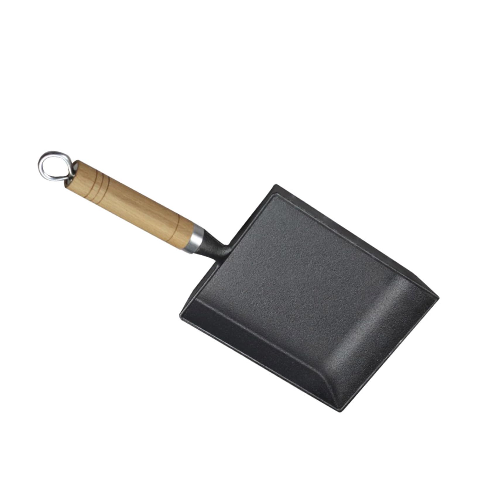 Padella in Ghisa Quadrata Antiaderente per Pancake e Uova Fritte Manico in Legno Antiscivolo, Fondo Resistente All'usura per Distribuzione Calore Uniforme, per Cucina, Barbecue