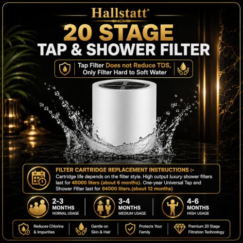 Image of 20 Stage Tap & Shower Filter Replacement Cartridge, Pack of 1 | Removes Chlorine Fluoride Heavy Metal, Hard Water Treatment, High Output Bath Cartridges, Skin Hair Care