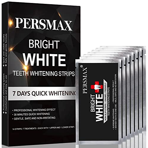 PERSMAX Teeth Whitening Strips Trial Pack, Non-Sensitive Teeth Whitener for Tooth Whitening, Non-Slip Dental Whitener Professional Helps to Remove Smoking Coffee Wine Stain (Black, 14)