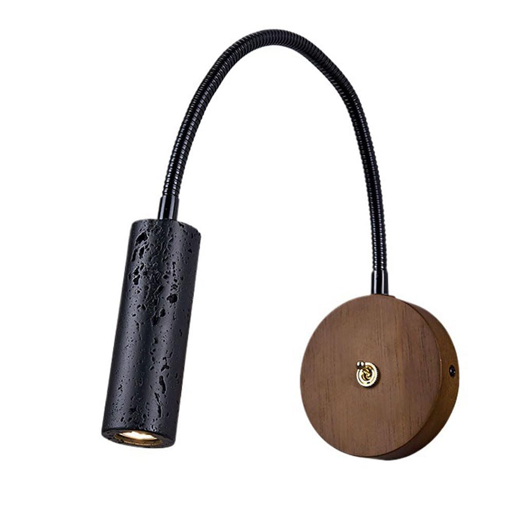 XYBZJP American Industrial Style Black Travertine Wood Wall Light,Personalized Single-Head Wall Sconce, G9 Screw Cylindrical Wall Lamp Shade, Hallway Living Room Entrances Decorative Light Fixtures
