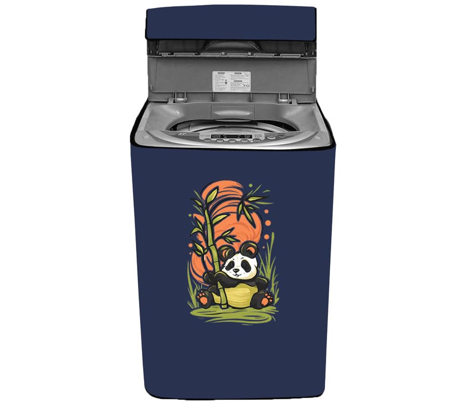 Amodori Top-load washing machine cover Suitable for IFB 6.5 kg to 8 kg (60X60X90cms) Solid Blue panda bamboo print