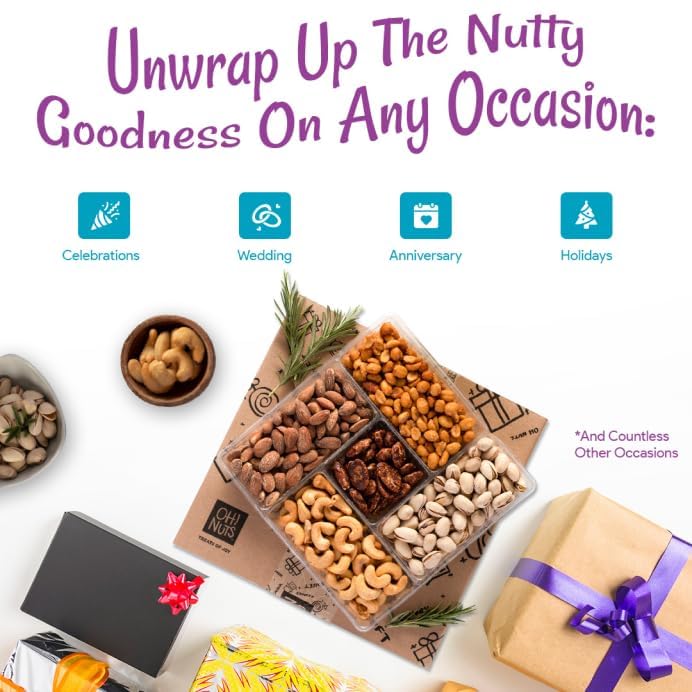 Miniatura 7 de Oh! Nuts Bandeja de nueces seccionadas, almendras, anacardos, cacahuetes, pistachos y nueces, bandeja de regalo de nueces variadas saludables y