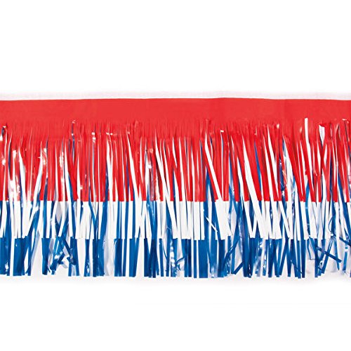 Anderson's Red, White & Blue Vinyl Fringe, 15 Inches x 10 Feet, Parade Float Decoration, Parade Float Decorations for Trailer Or Golf Cart, Patriotic Fringe for 4th of July