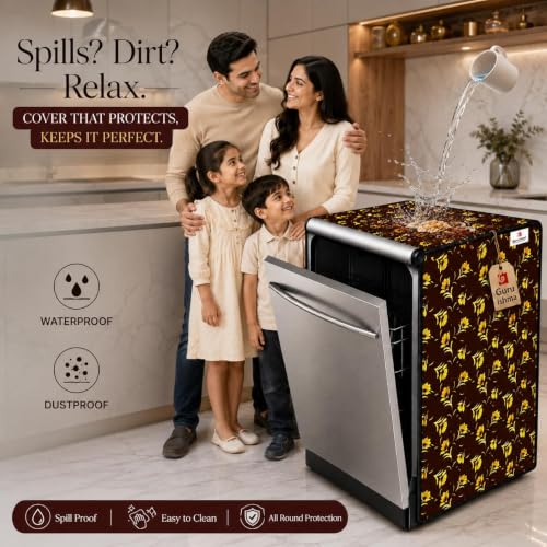 Image of Dishwasher Cover for 12 to 15 Place Setting | Water-Resistant Dustproof Zip Cover | Universal Fit Compatible with Bosch, LG, IFB, Hafele, Faber & More | 63 x 63 x 88 cm | Design 3