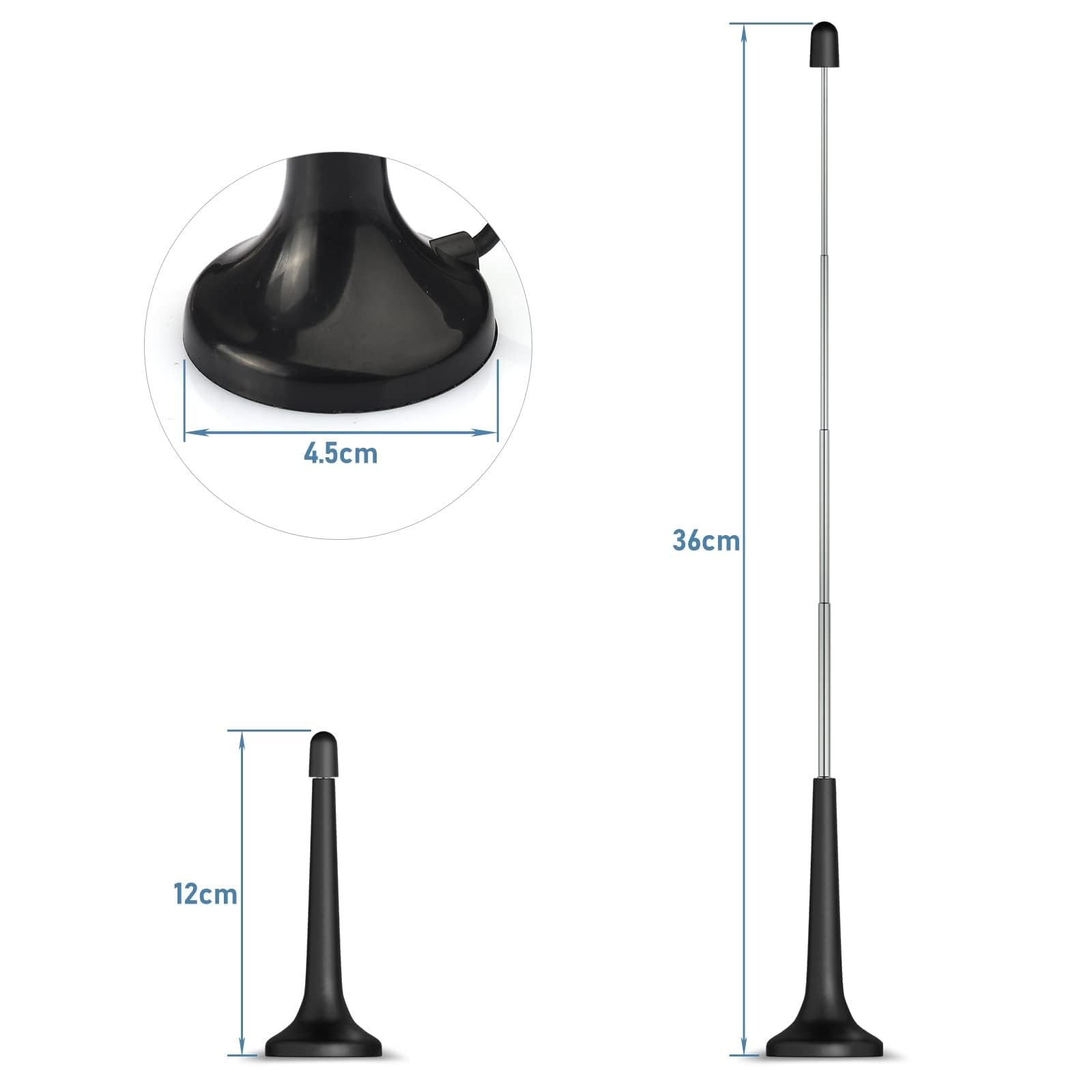 Bingfu Antenna Radio FM DAB Interni 75 ohm Base Magnetica Telescopica Cavo Prolunga da 3 m per Ricevitore Audio Video Casa