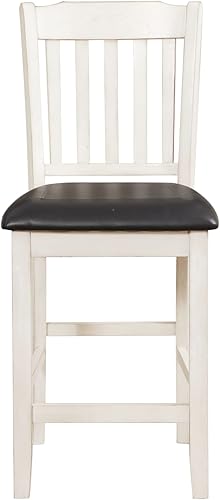 Miniatura 4 de Set of 2 Counter Height Dining Chairs with Faux Leather Seat - Kitchen Table Seating Furniture for Room Living Room Bedroom,White-4pcs
