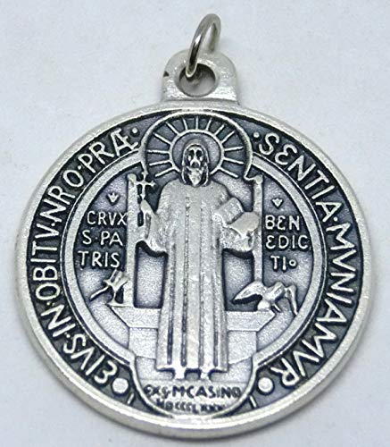Medalla de San Benito de Plata 32 mm con anillo