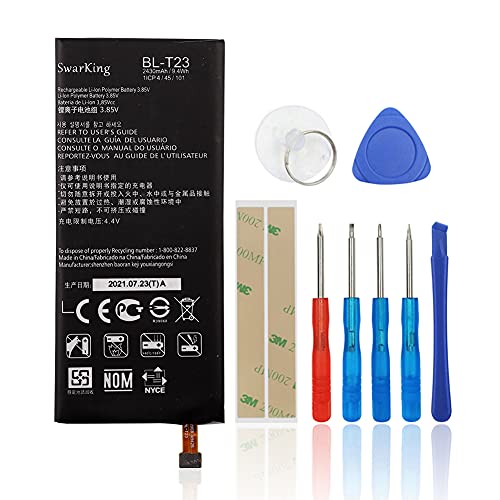 SwarKing Batterie de rechange compatible avec LG X Cam X-Cam K580 K580Y F690 K580DS BL-T23 avec kit d'outils