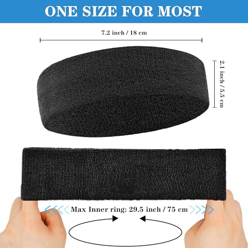 Image of 4 Pack Sweatbands Sports Headband for Men and Women, Moisture Wicking Athletic Workout Headband for Running, Tennis, Basketball, Yoga, Gym Stretchy Unisex Sweatband -Black