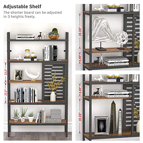 Weehom 5-Tier Adjustable Industrial Bookshelf, Modern Wood Bookcase With Stable Metal Frame, Open Storage Shelves Standing Shelving Unit For Living Room Bedroom Kitchen Office #TOP1