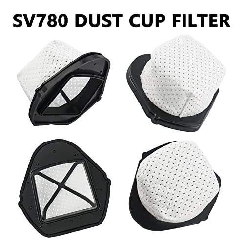 Improvedhand SV780 Dust Cup Filter Replacement Compatible with Shark Cordless Hand Vacuum SV75Z SV728N SV726N Directly Replaces Part # XF769, XSB726N Pack of 6 with 1 Pcs Cleaning Brush