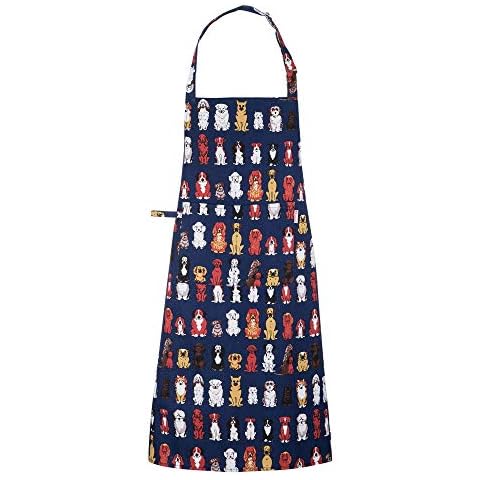 Zihuatailer Dog Print Canvas Apron, 2 Pockets, Adjustable Cover