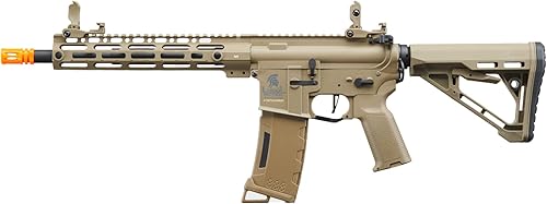 Lancer Tactical Gen 3 M-LOK Airsoft M4 AEG de 10 pulgadas con Delta Stock (Color bronceado)