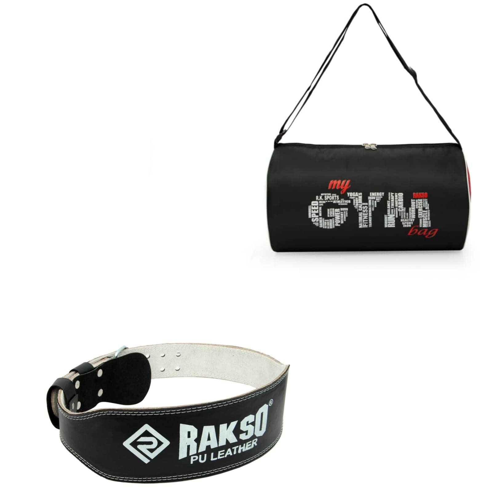 RAKSO Weight Lifting Belt PU WITH WITH POLYESTER GYM BAG for Back Support Comfortable & Durable for Weightlifting Gym Workout (4 Inch Wide) for Men and Women COMBO (B0B5P92YLG) Amazon Price History, Amazon Price Tracker