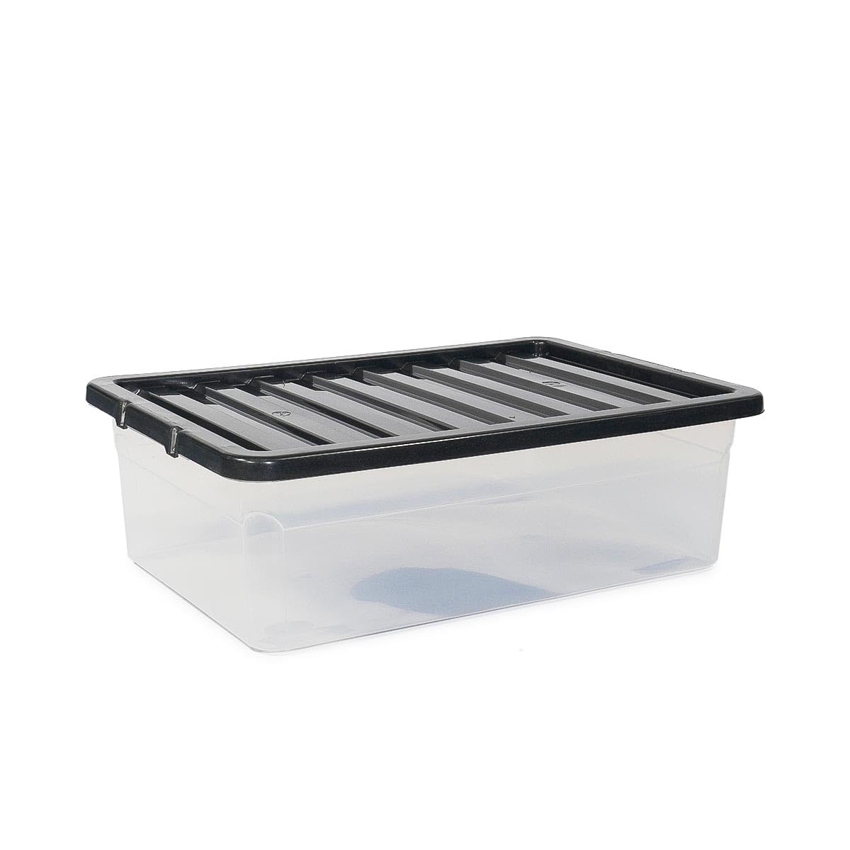 SAFARIPAK 3 x 32 Litre Underbed Clear Plastic Storage Boxes with Lids, Clip-Lock Lid, Sturdy Stackable Space Saving Box, Lidded Containers for Home, Kitchen, Moving, Garage, Office & Organisation