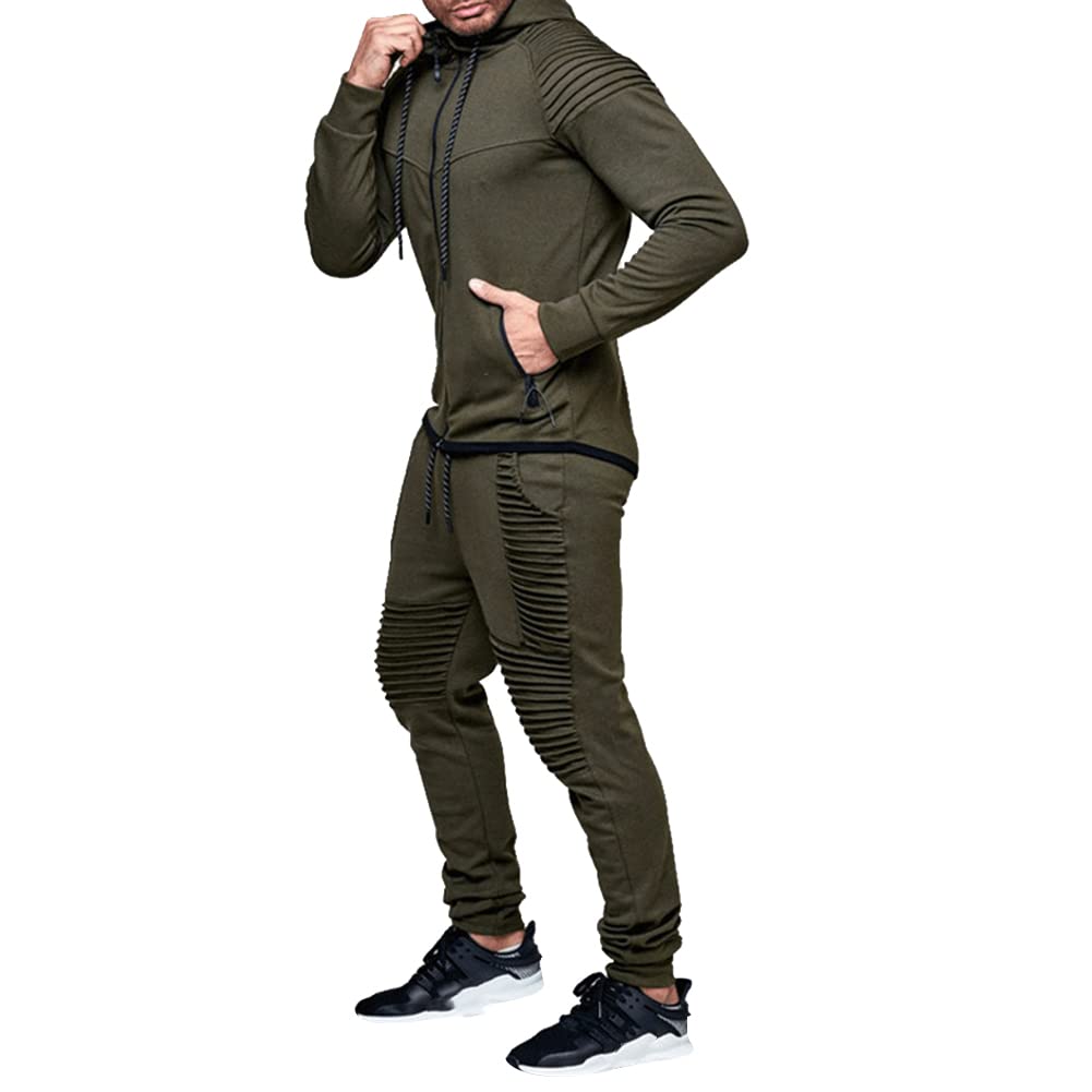 amropi Conjunto de Chándal para Hombre Chandal de Jogging Sudadera con Capucha y Pantalones