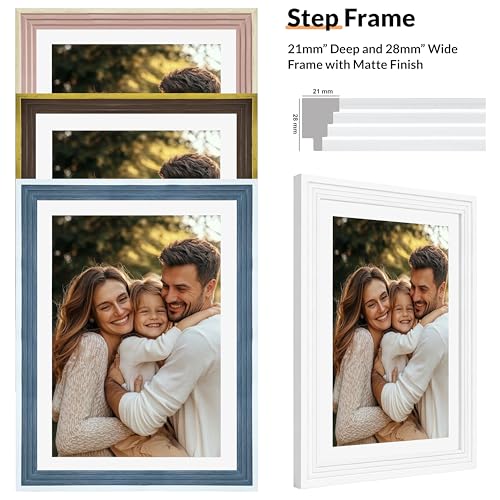 Image of Art Street Luxury Photo Frame for living room, Modern Step Design Photo Frames for Photograph, Art Work, Kids Room Set of 4 (10x10 Inch, White)