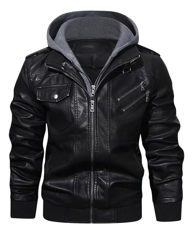 El Mejor Listado de Chaquetas y abrigos para comprar online. 44 Chaqueta de cuero sintético para hombre Vintage Biker Chaqueta de cuello alto Chaqueta de piloto Chaqueta de cuero Slim Coat Chaqueta de abrigo (MX/US, Alfa, Mediano, Regular,...