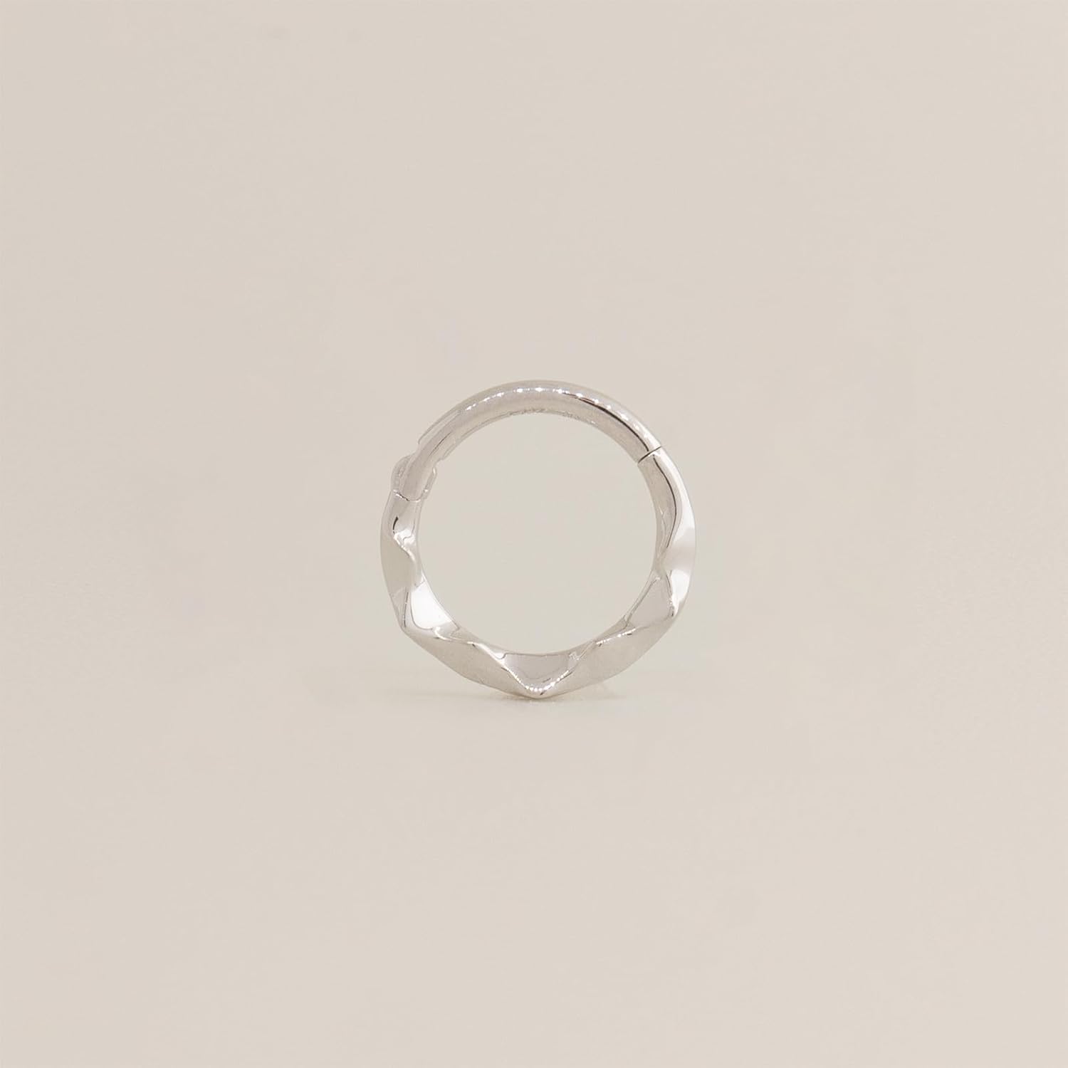 ANYGOLDS 14K Real Solid Wrinkled Gold Hoop Septum Ring Earring - 18-gauge Cartilage Daith Helix Tragus Conch & Rook Piercing Jewelry - White & Yellow Gold Hinged Clicker Hoop - Sold as a Single