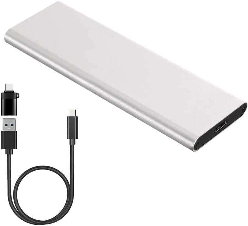 M.2 SATA SSD to USB 3.1 Adapter,Aluminum M.2 NGFF to USB 3.1 M.2 SSD Enclosure External Support NGFF M.2 2280 2260 2242 2230 SSD with Key B/Key B+M (Silver)