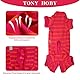 TONY HOBY Hundeschlafanzug, Striped, 4 Beine, Soft, Atmungsaktiv, Rot, L, Baumwolle-Mischung, für Kleine und Mittlere Hunde, Unisex, Erwachsene, Casual, Schlafanzug, Jumpsuit