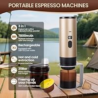 LAMA Tragbare Kaffeemaschine Mini Kaffeemaschine Kapselmaschine 20Bar Elektrische Espressomaschine mit Kaffee Tropfständer,Kompatible mit Kaffeekapseln & Kaffeepulver Sofortiges Aufwärmen, Champagne – Ansicht 6